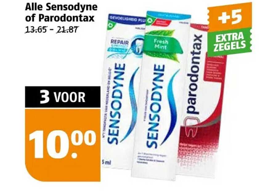 Alle Sensodyne of Parodontax 3 voor 10.00