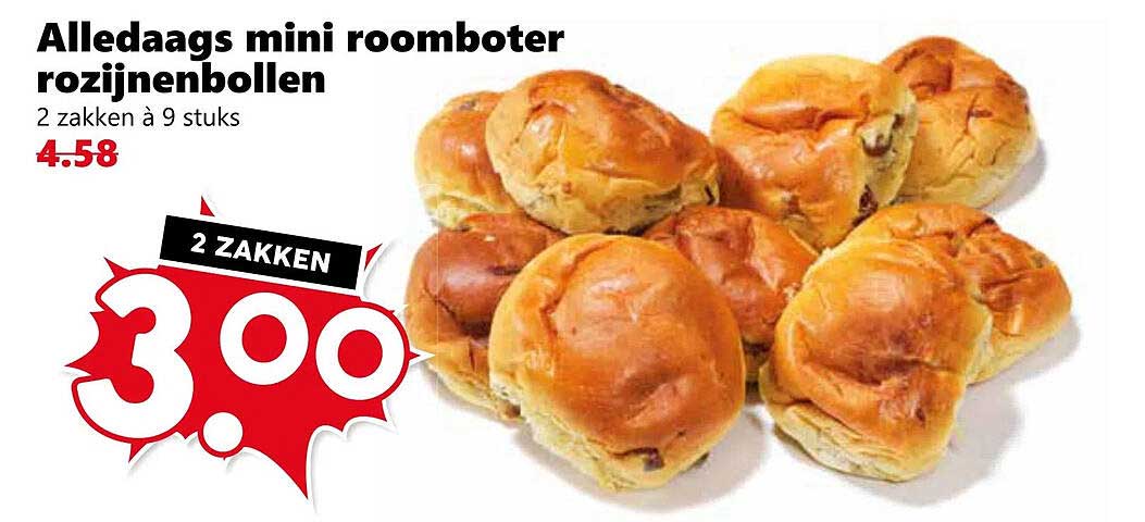 Alledaags mini roomboter rozijnenbollen