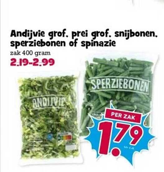 Andijvie grof, prei grof, snijbonen, sperziebonen of spinazie