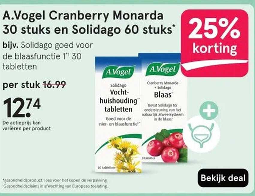 A.Vogel Cranberry Monarda 30 stuks en Solidago 60 stuks