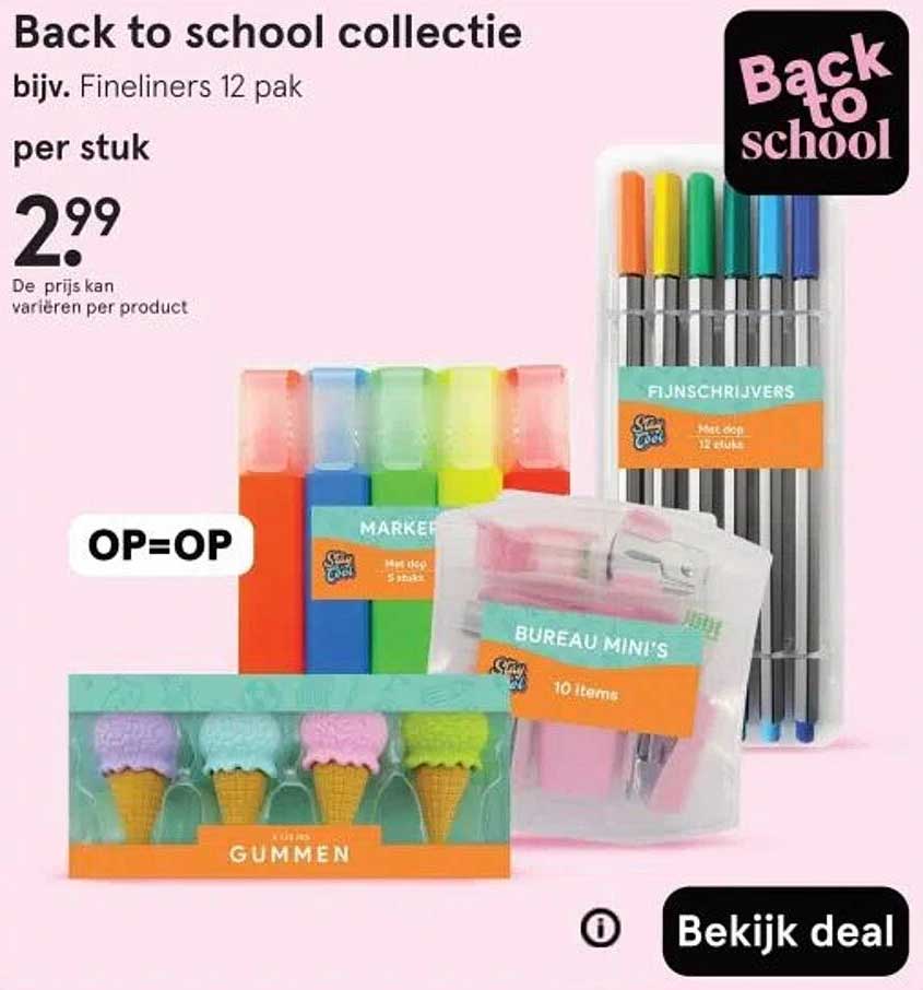 Back to school collectie bijv. Fineliners 12 pak