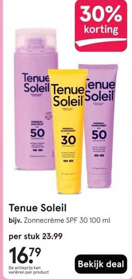 bijv. Zonnecrème SPF 30 100 ml