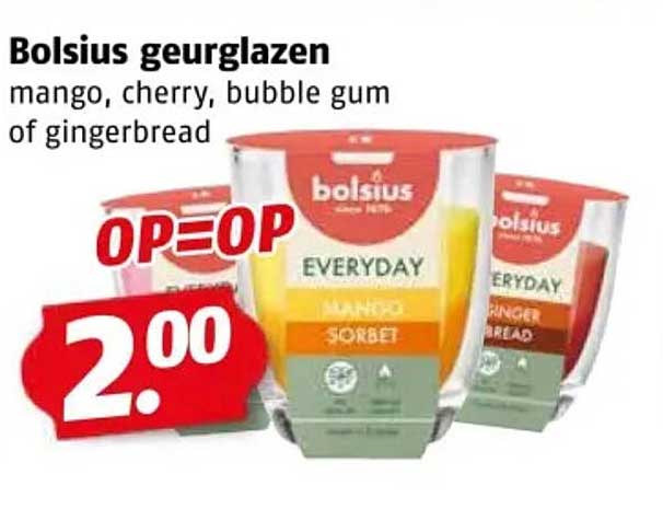 Bolsius geurlazen mango, cherry, bubble gum of gingerbread