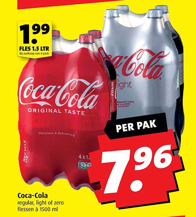 Coca-Cola regular, light of zero flessen à 1500 ml