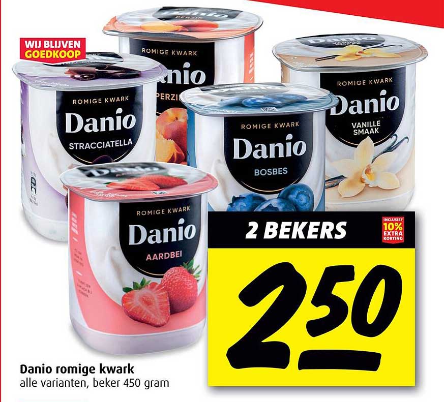 Danio romige kwark alle varianten, beker 450 gram