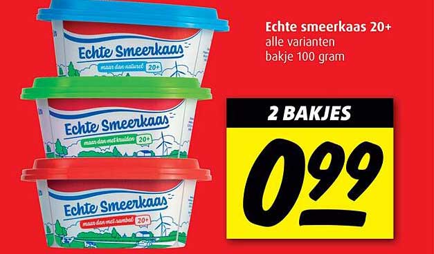 Echte smeerkaas 20+ alle varianten bakje 100 gram