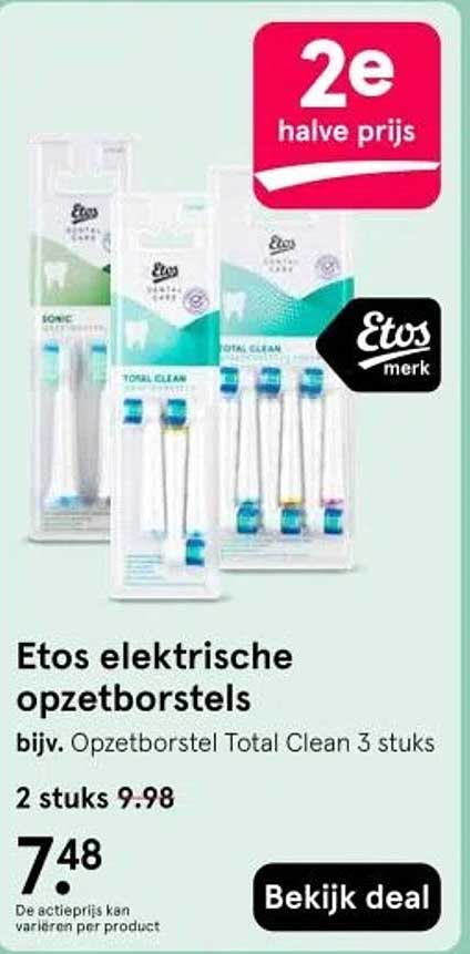 Etos elektrische opzetborstels bijv. Opzetborstel Total Clean 3 stuks