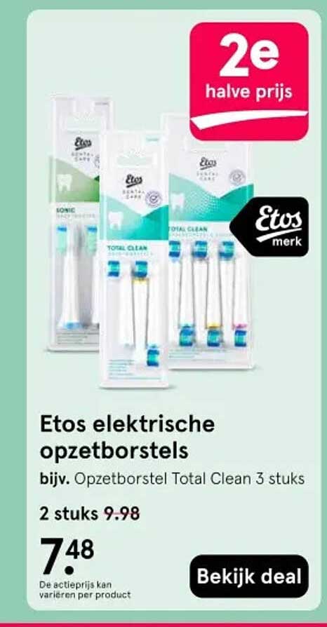 Etos elektrische opzetborstels bijv. Opzetborstel Total Clean 3 stuks