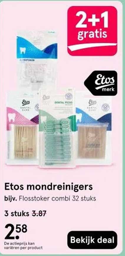 Etos mondreinigers bijv. Flosstoker combi 32 stuks