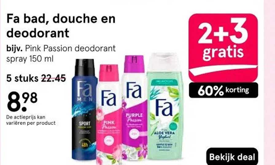 Fa bad, douche en deodorant bijv. Pink Passion deodorant spray 150 ml