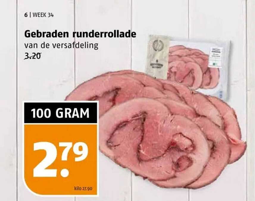 Gebraden runderrollade van de versafdeling