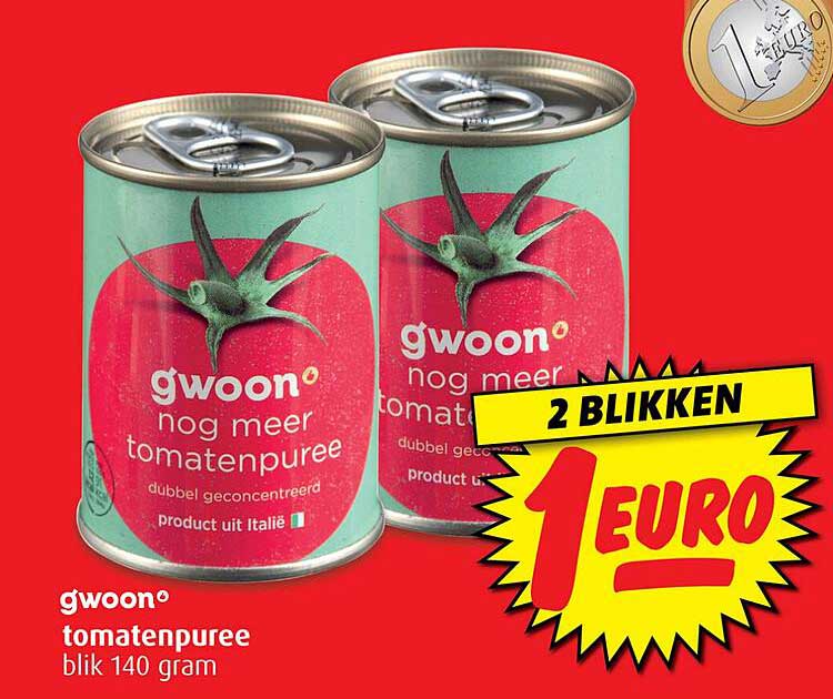 gwoon tomatenpuree blik 140 gram - 2 blikken voor 1 euro