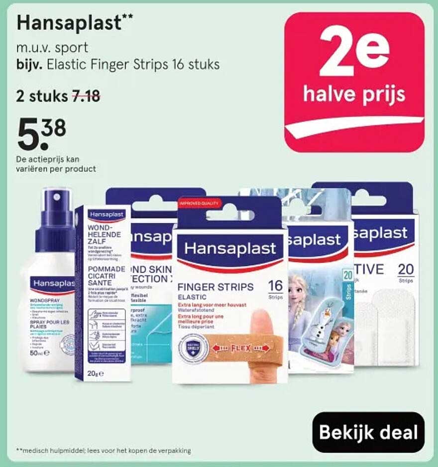 Hansaplast m.u.v. sport bijv. Elastic Finger Strips 16 stuks