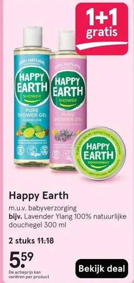 Happy Earth m.u.v. babyverzorging bijv. Lavender Ylang 100% natuurlijke douchegel 300 ml