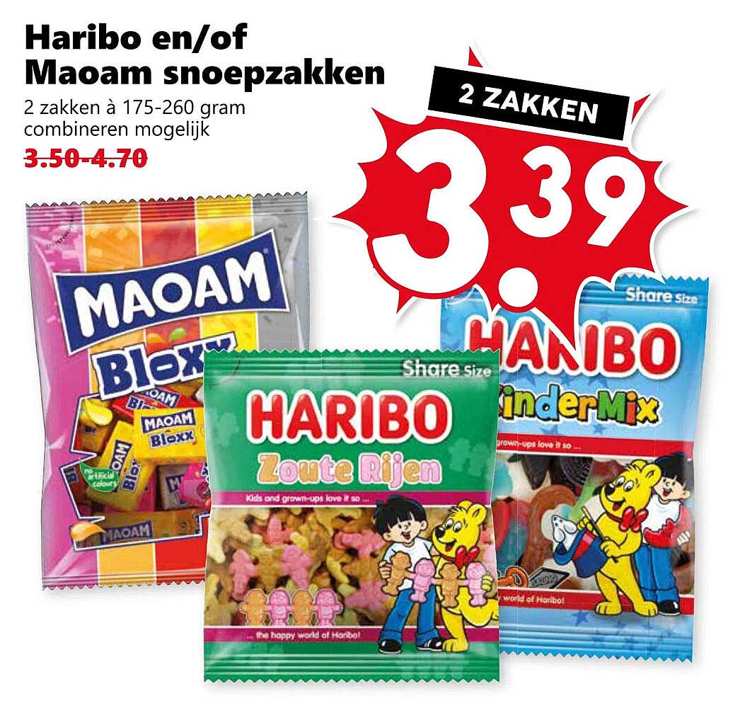 Haribo en/of Maoam snoepzakken