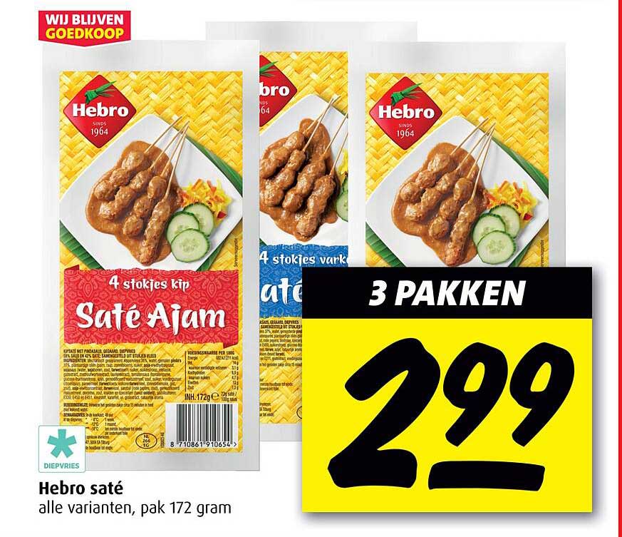 Hebro saté alle varianten, pak 172 gram