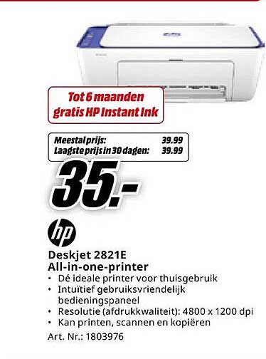 HP Deskjet 2821E All-in-one-printer