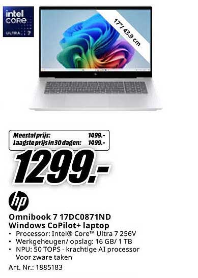 HP Omnibook 7 17DC0871ND Windows CoPilot+ laptop