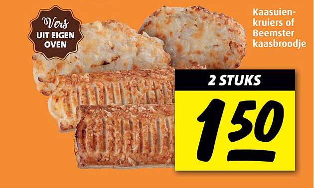 Kaasuienkruier of Beemster kaasbroodje 2 stuks voor 1,50