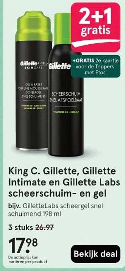 King C. Gillette, Gillette Intimate en Gillette Labs scheerschuim- en gel bijv. GilletteLabs scheergel snel schuimend 198 ml