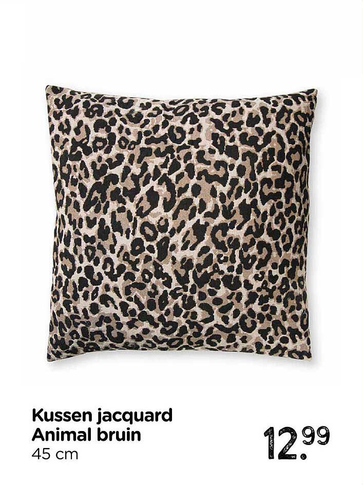 Kussen jacquard Animal bruin 45 cm