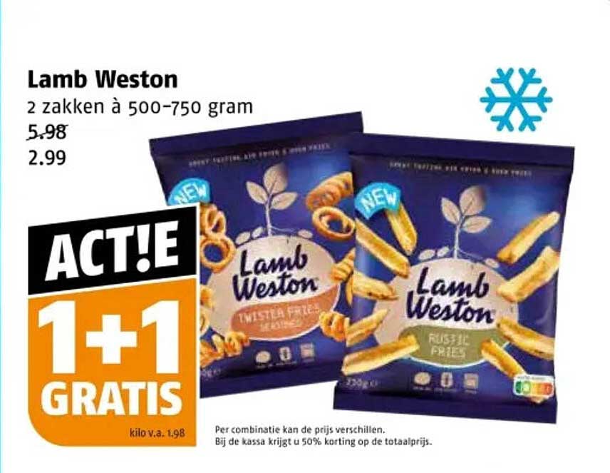 Lamb Weston 2 zakken à 500-750 gram