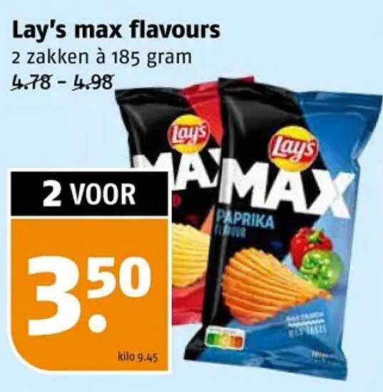 Lay's max flavours 2 zakken à 185 gram