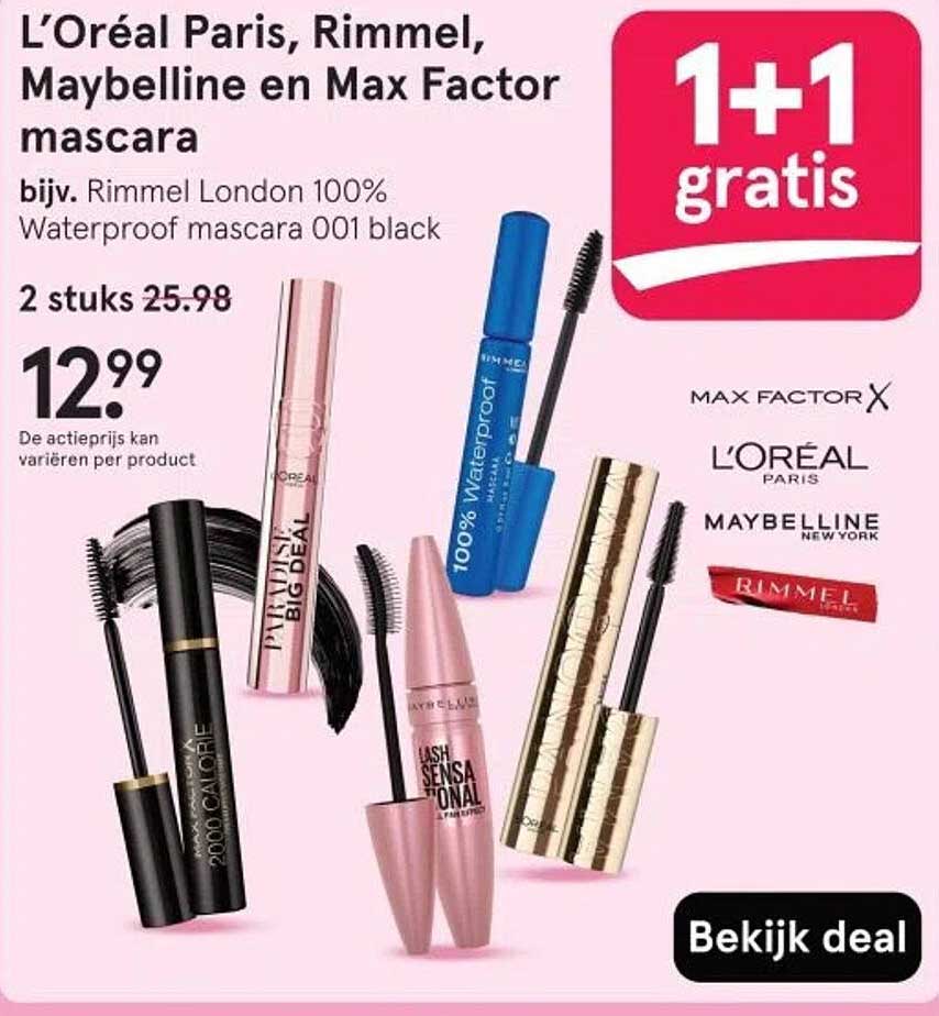 L’Oréal Paris, Rimmel, Maybelline en Max Factor mascara