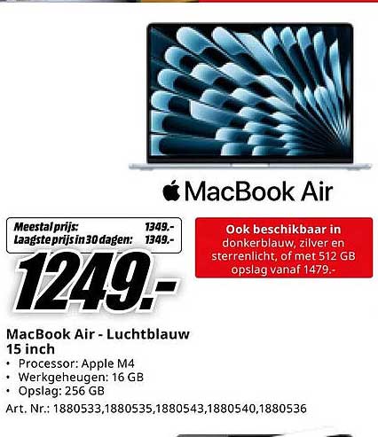 MacBook Air - Luchtblauw 15 inch