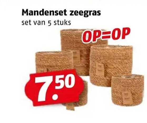 Mandenset zeegras set van 5 stuks