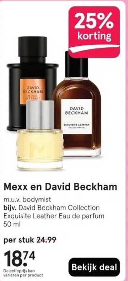 Mexx en David Beckham m.u.v. bodymist bijv. David Beckham Collection Exquisite Leather Eau de parfum 50 ml