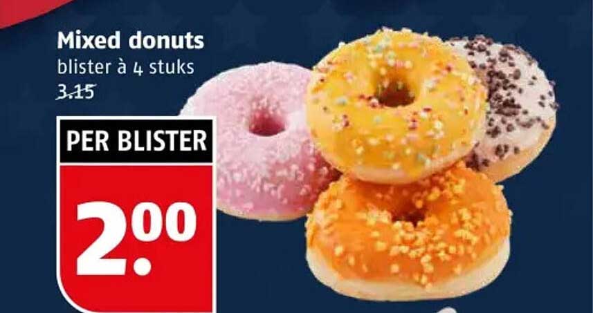 Mixed donuts blister à 4 stuks