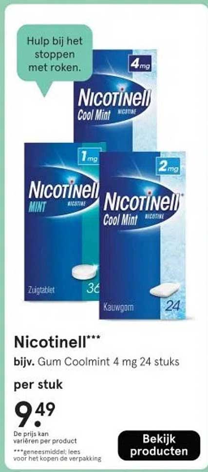 Nicotinell bijv. Gum Coolmint 4 mg 24 stuks per stuk