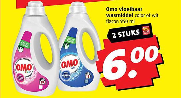 Omo vloeibaar wasmiddel color of wit flacon 950 ml