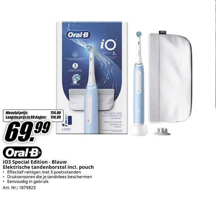 Oral-B iO3 Special Edition - Blauw Elektrische tandenborstel incl. pouch