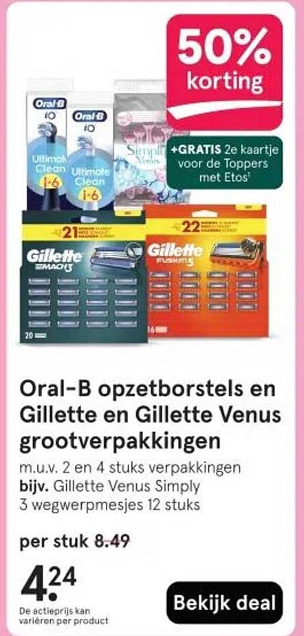 Oral-B opzetborstels en Gillette en Gillette Venus grootverpakkingen