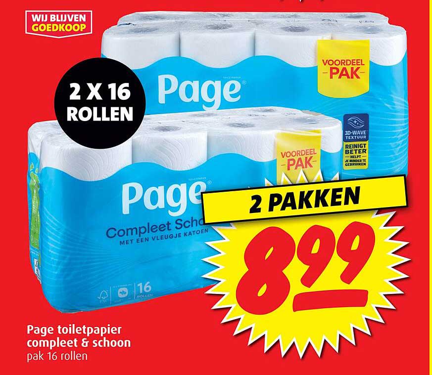 Page toiletpapier compleet & schoon pak 16 rollen