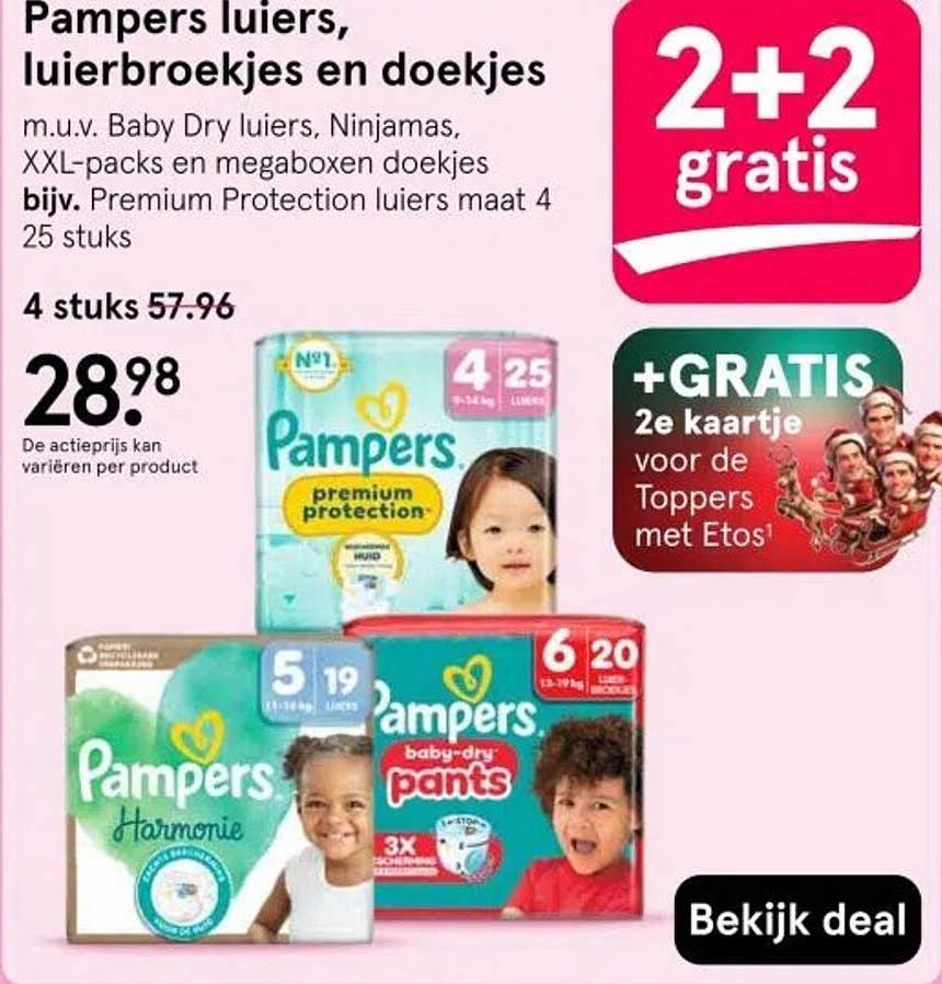 Pampers luiers, luierbroekjes en doekjes