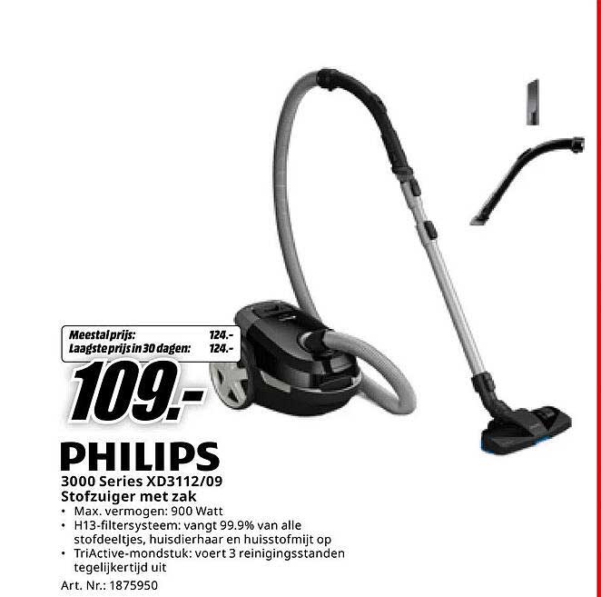 PHILIPS 3000 Series XD3112/09 Stofzuiger met zak