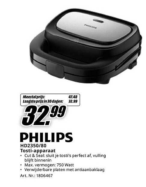 PHILIPS HD2350/80 Tosti-apparaat
