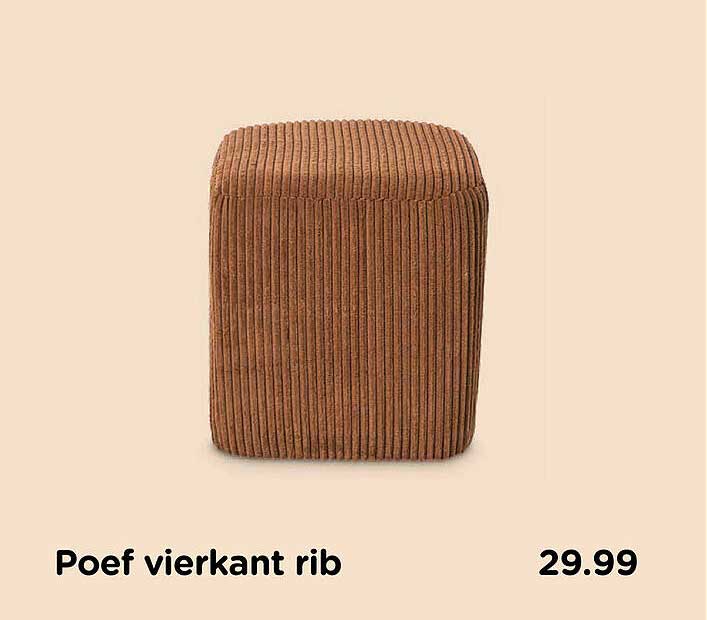 Poef vierkant rib