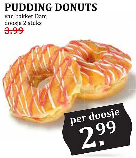 PUDDING DONUTS van bakker Dam doosje 2 stuks