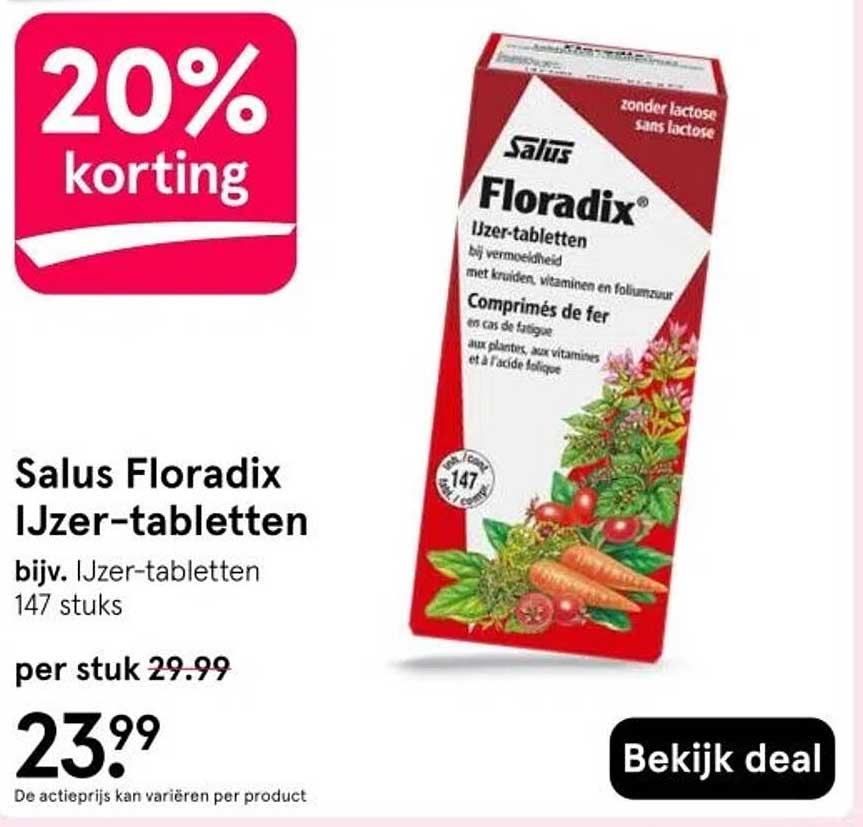 Salus Floradix IJzer-tabletten bijv. IJzer-tabletten 147 stuks