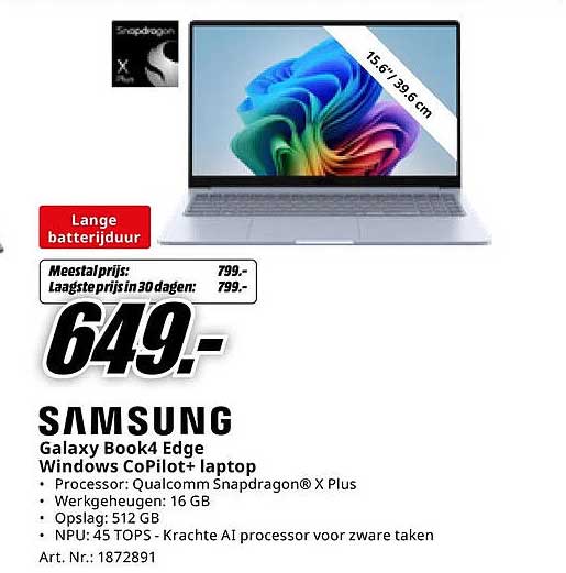 Samsung Galaxy Book4 Edge Windows CoPilot+ laptop
