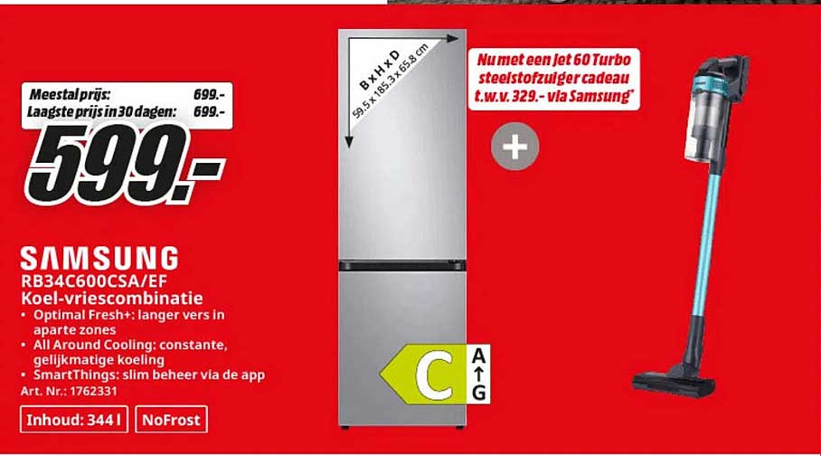 Samsung RB34C600CSA/EF Koel-vriescombinatie
