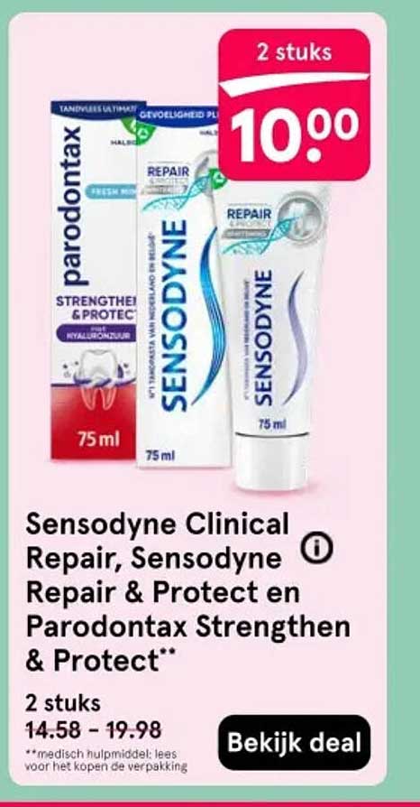 Sensodyne Clinical Repair, Sensodyne Repair & Protect en Parodontax Strengthen & Protect