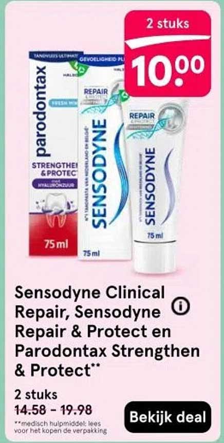 Sensodyne Clinical Repair, Sensodyne Repair & Protect en Parodontax Strengthen & Protect