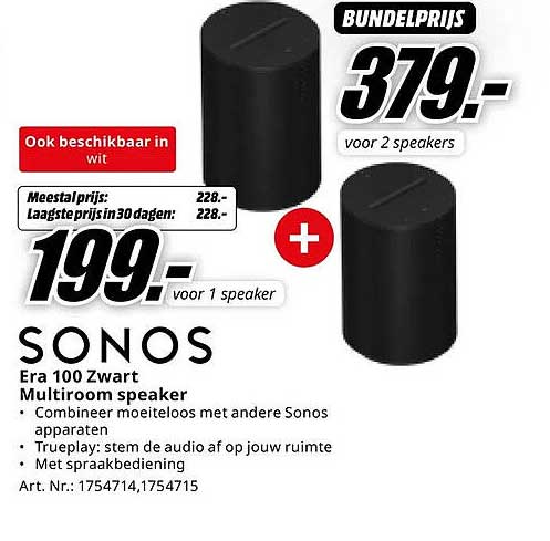 SONOS Era 100 Zwart Multiroom speaker