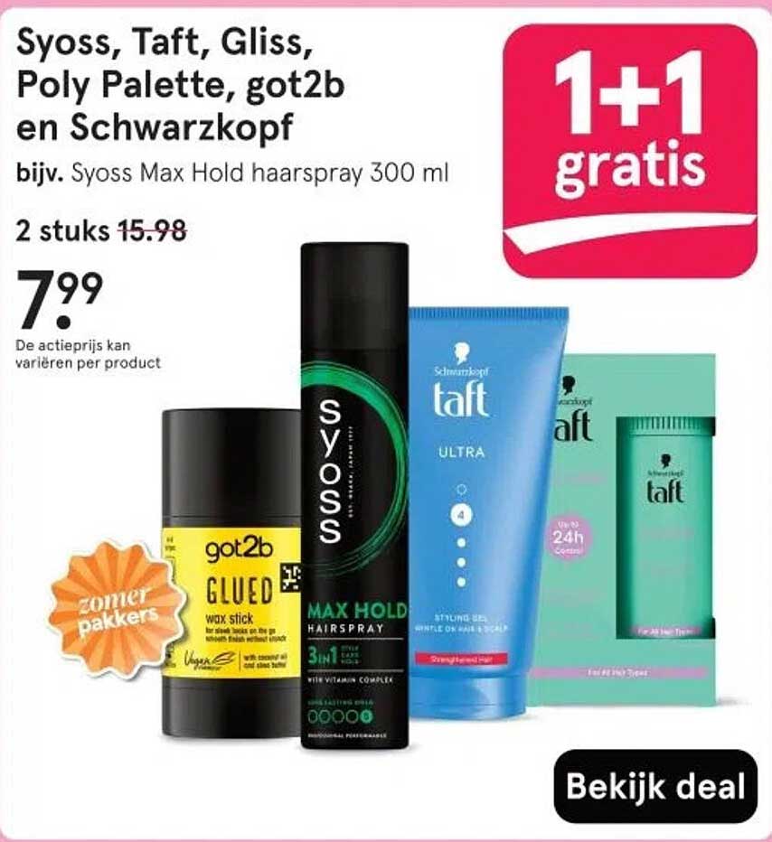 Syoss, Taft, Gliss, Poly Palette, got2b en Schwarzkopf
