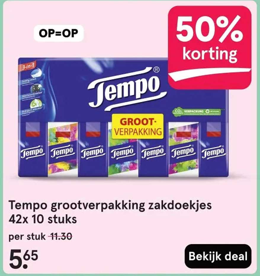 Tempo grootverpakking zakdoekjes 42x 10 stuks
